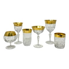 Set of 70 + Antique Continental Hand Cut Crystal & Gold-Leaf Glasses, circa 1890