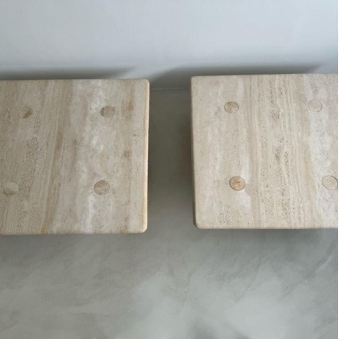 Set of 70s Travertine Coffee Tables by Angelo Mangiarotti, Made in Italy For Sale 8