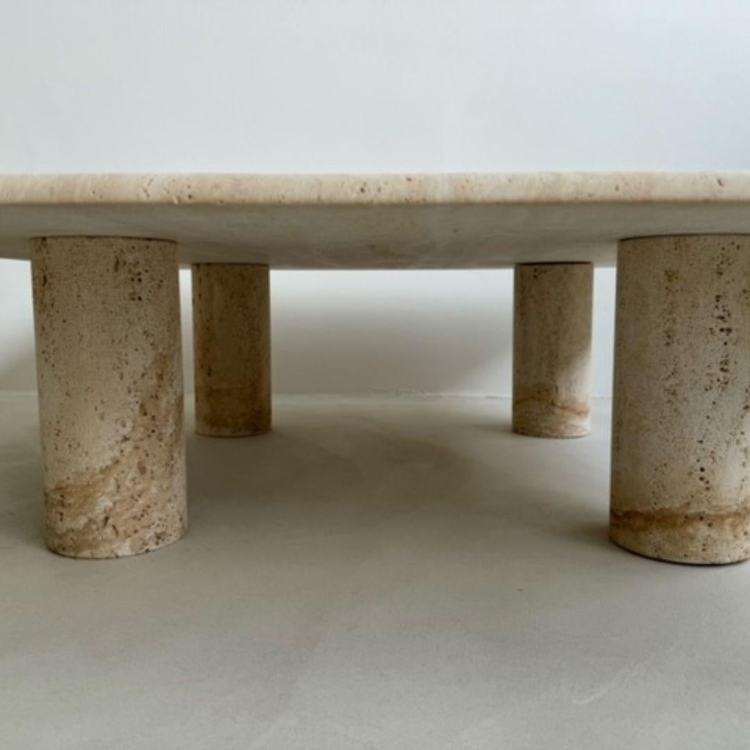 Set of 70s Travertine Coffee Tables by Angelo Mangiarotti, Made in Italy For Sale 9