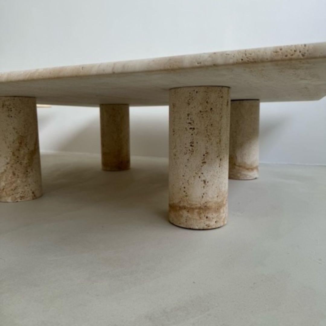 Set of 70s Travertine Coffee Tables by Angelo Mangiarotti, Made in Italy For Sale 1