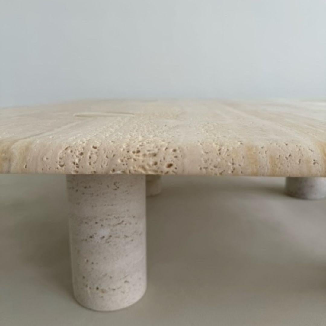 Set of 70s Travertine Coffee Tables by Angelo Mangiarotti, Made in Italy For Sale 3