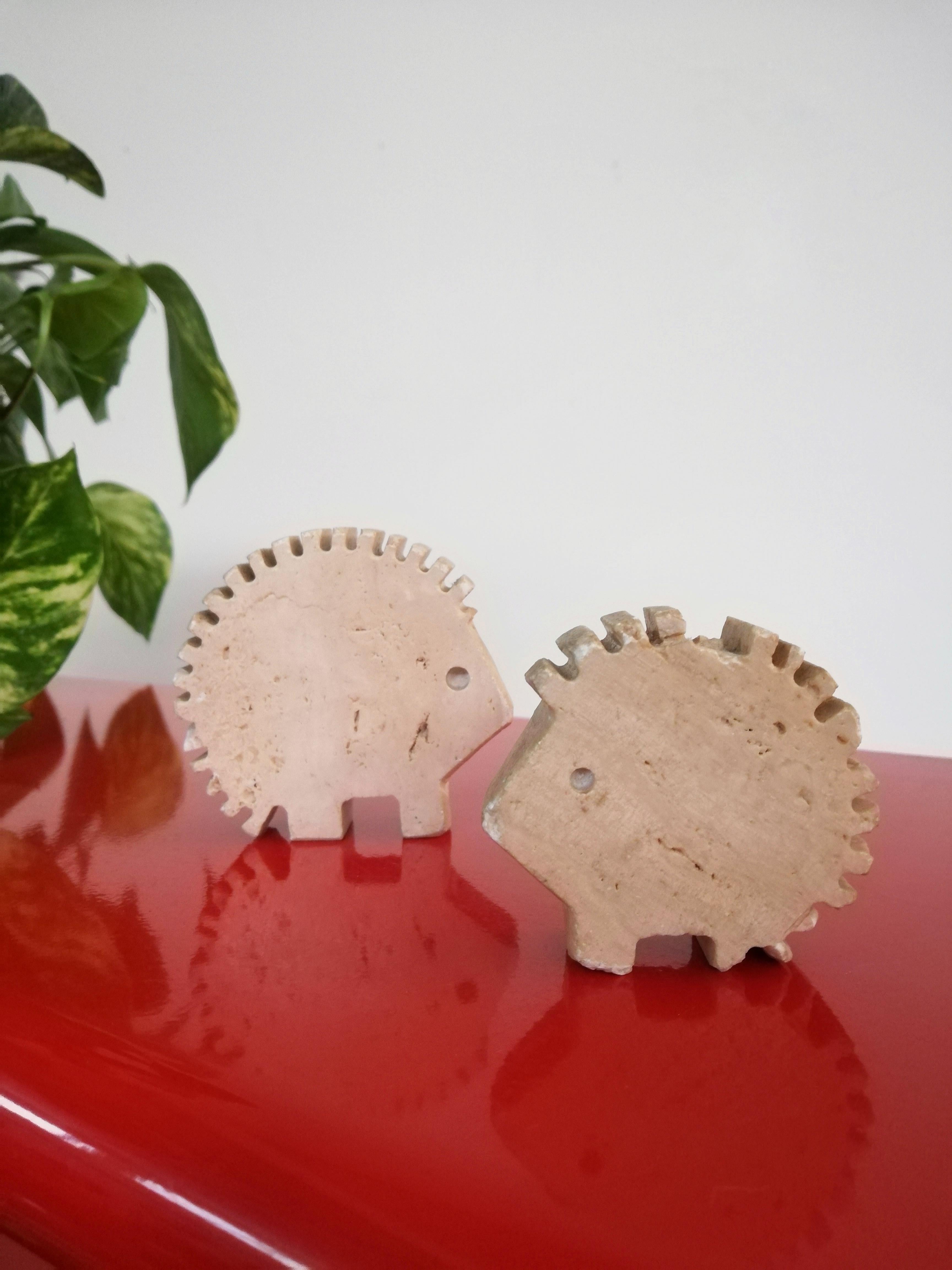 Set of 70s Travertine Hedgehogs Sculptures attributable to Fratelli Mannelli For Sale 4