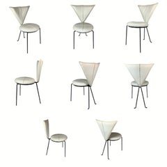 Set of 8 + 1 post modern Memphis style dining chairs, 1980s by Lübke