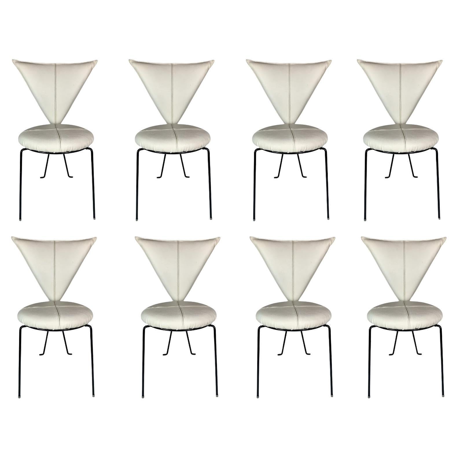 Set of 8 + 1 post modern Memphis style dining chairs, 1980s by Lübke