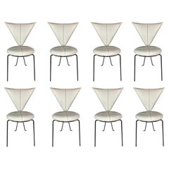 Set of 8 + 1 post modern Memphis style dining chairs, 1980s by Lübke