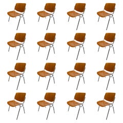 Set of 8 10 12 Giancarlo Piretti DSC 106 Oak Stacking Dining Chairs by Castelli