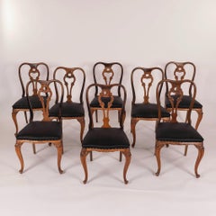 Set of 8 18th Century Dutch Rococo Walnut Dining Chairs