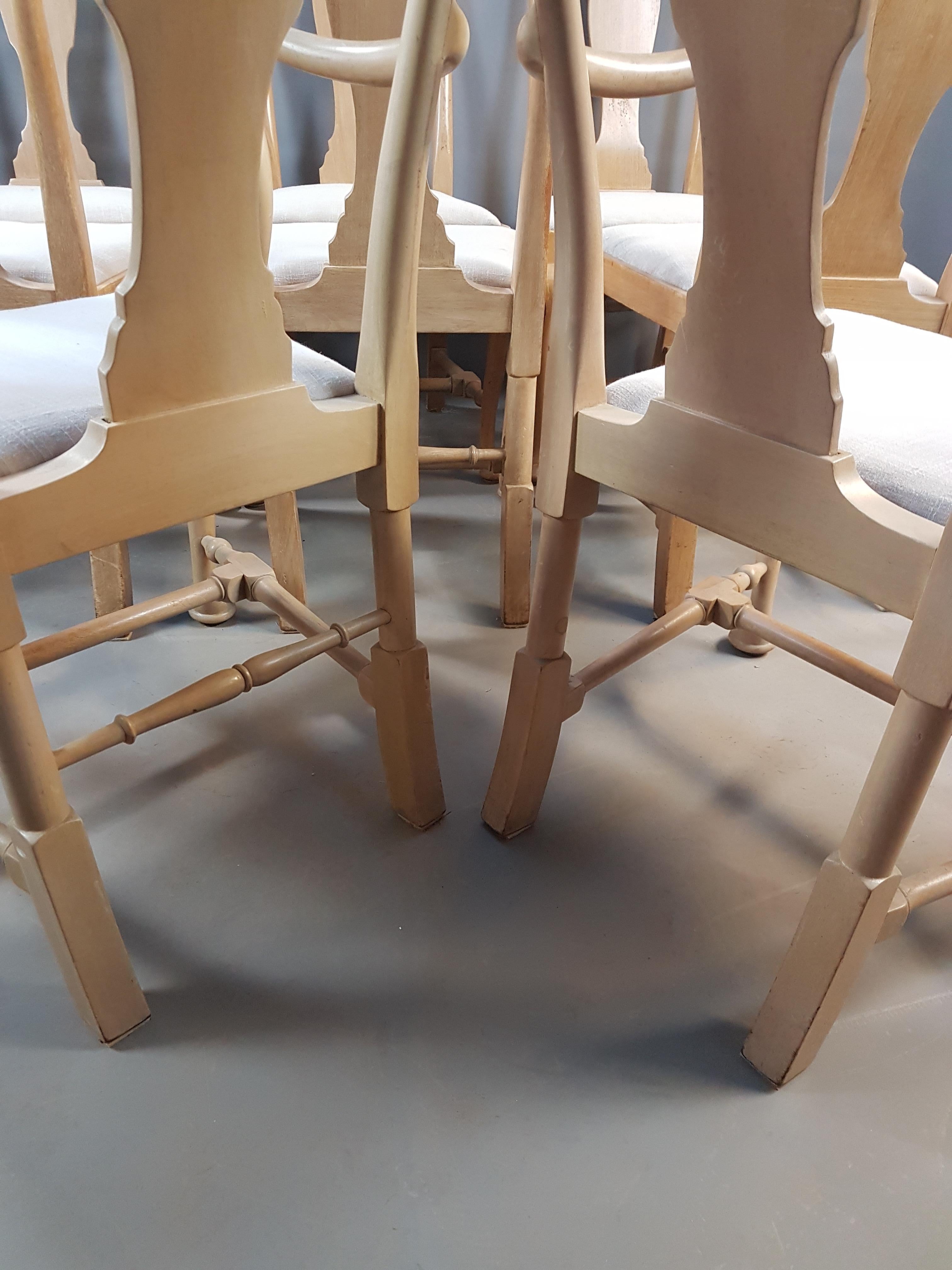 Set of 8 1920s Pale Mahogany Dining Chairs For Sale 6