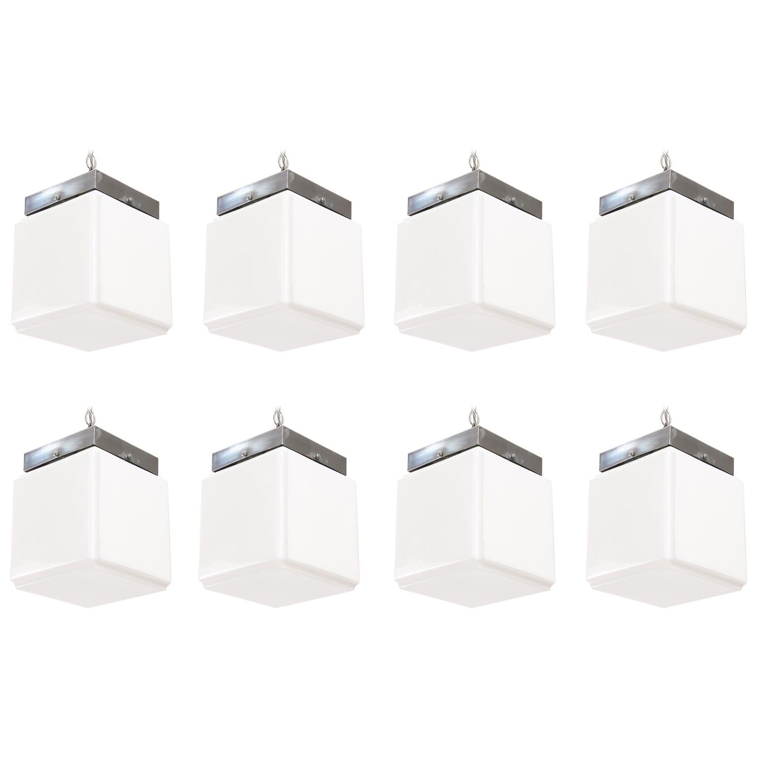 Set of 8 1930s Cube Ceiling Lights For Sale
