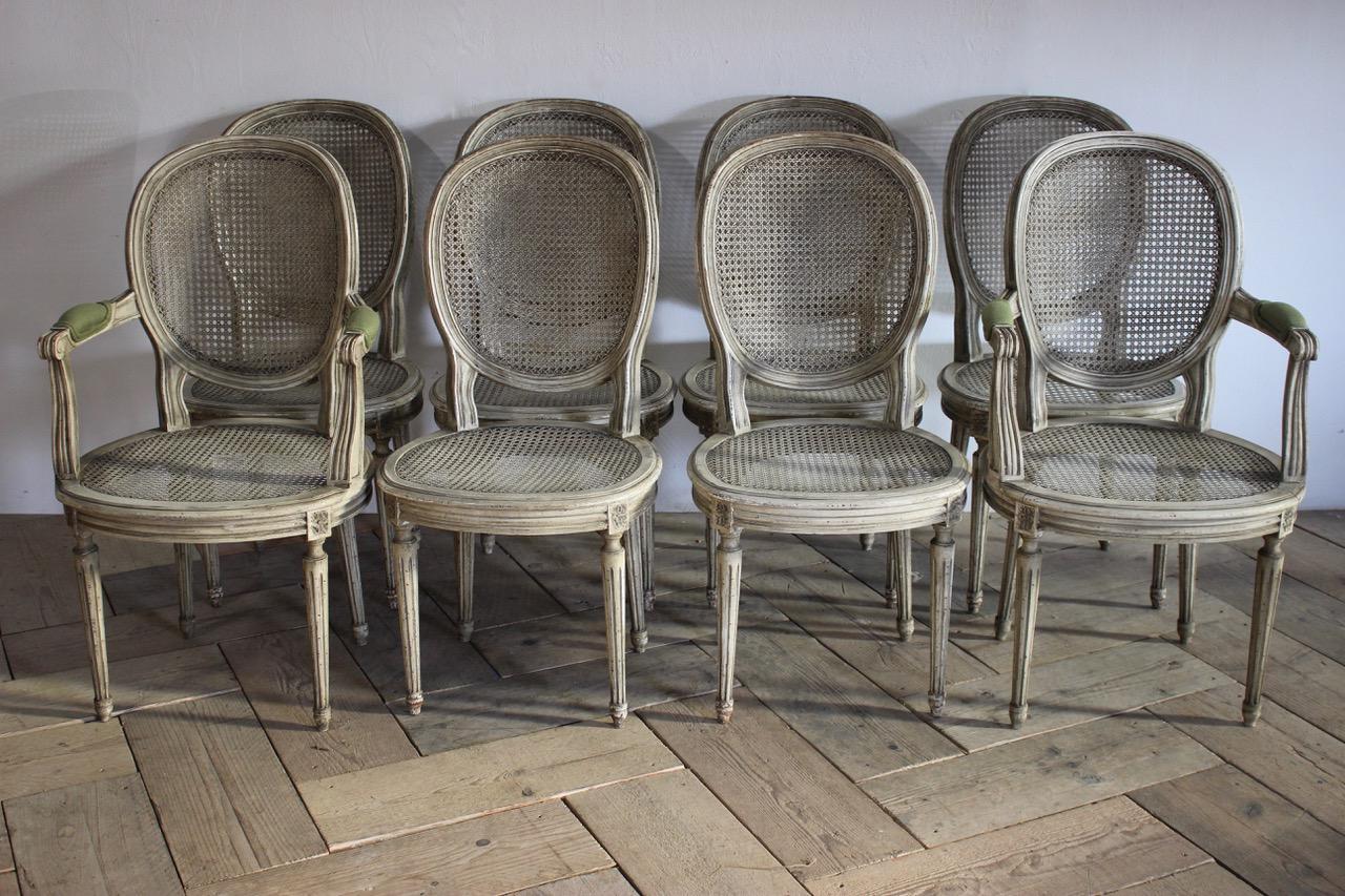 Set of 8, 1930s French Dining Chairs in the Louis XVI Taste In Good Condition In Gloucestershire, GB