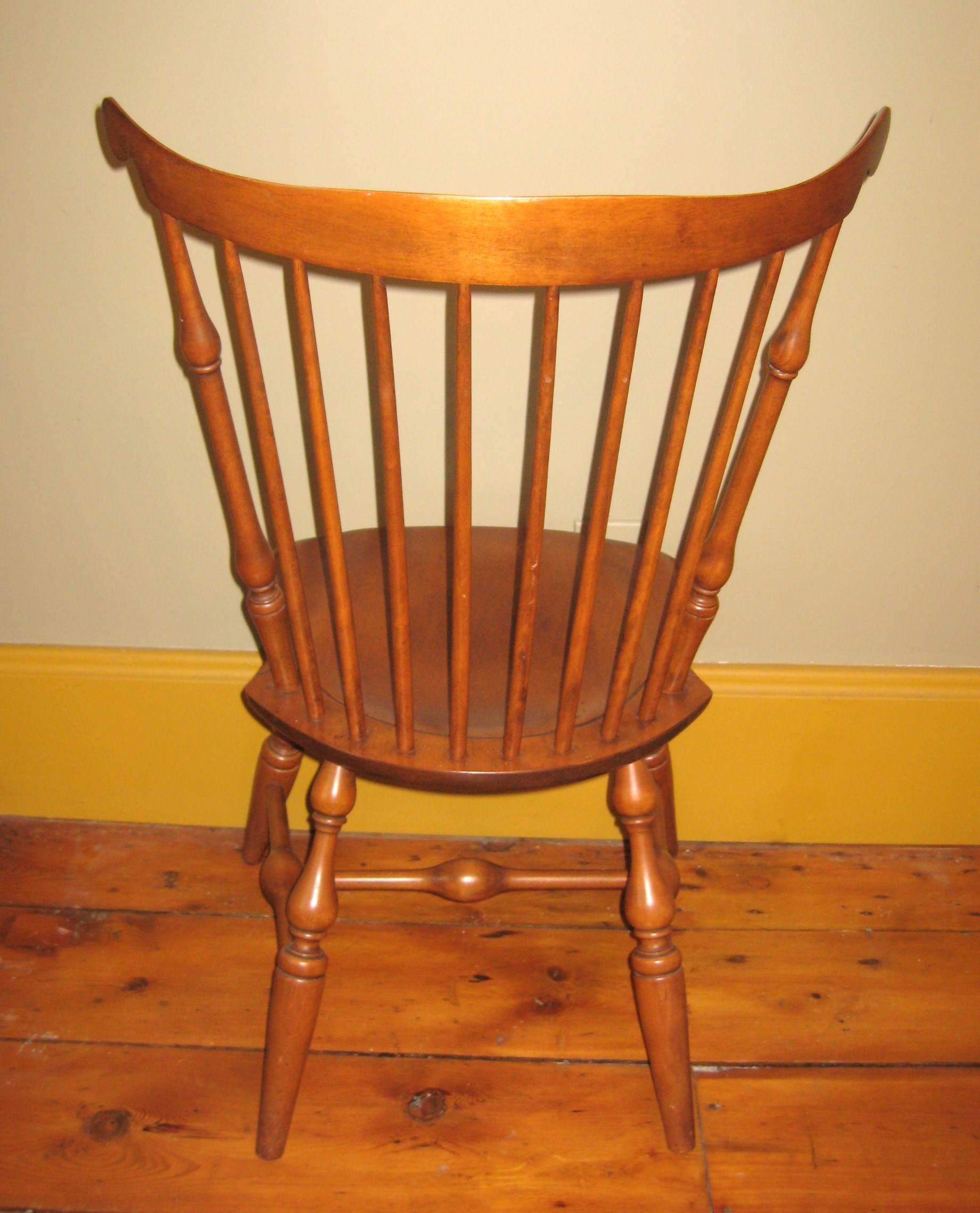 Country Set of Six 1930s Pine Windsor Farm House Rustic Chairs Nichols & Stone Co