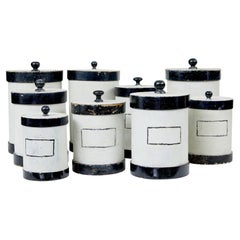 Vintage Set of 8 1930’s Scandinavian painted chemist jars