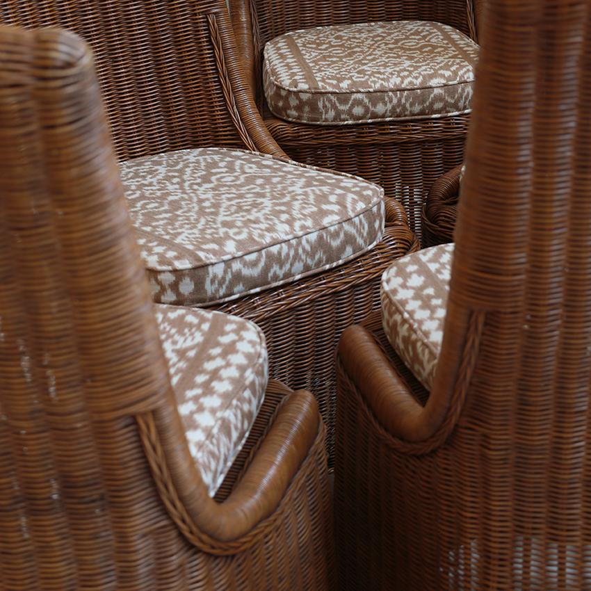 Set of 8 1950s French Rattan Dining Chairs For Sale 2