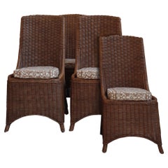 Set of 8 1950s French Rattan Dining Chairs