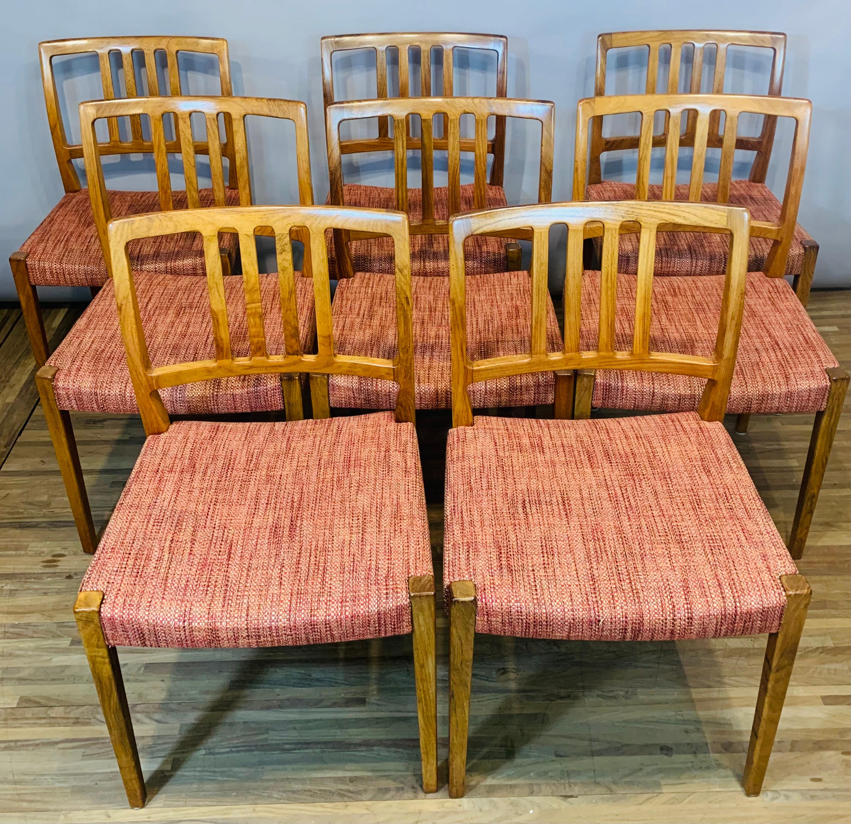 Mid-Century Modern Set of 8 1960s Danish Mid-Century Dyrlund Rosewood Dining Chairs
