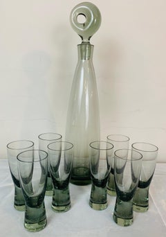 Set di 8 bicchieri da aperitivo Holmegaard del 1960 e decanter Aristokat di Per Lütken