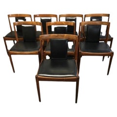 Set of 8 Mid Century 1960s Kai Kristiansen Rosewood and Leather Dining Chairs