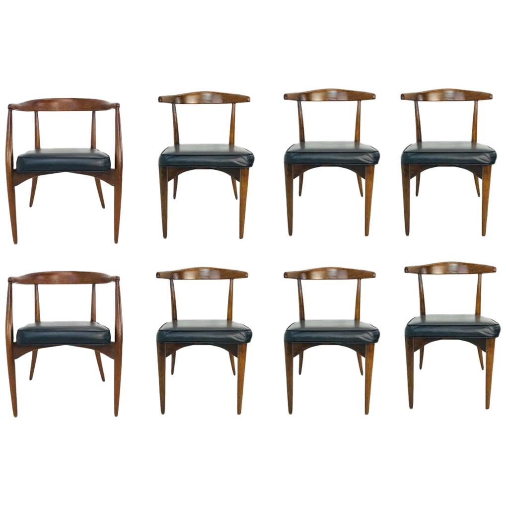 Set of 8 1960s Lawrence Peabody Walnut Dining Chairs