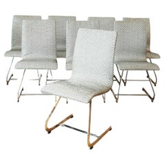 Set of 8 1960s Merrow Associates Dining Chairs with Geometric Upholstery