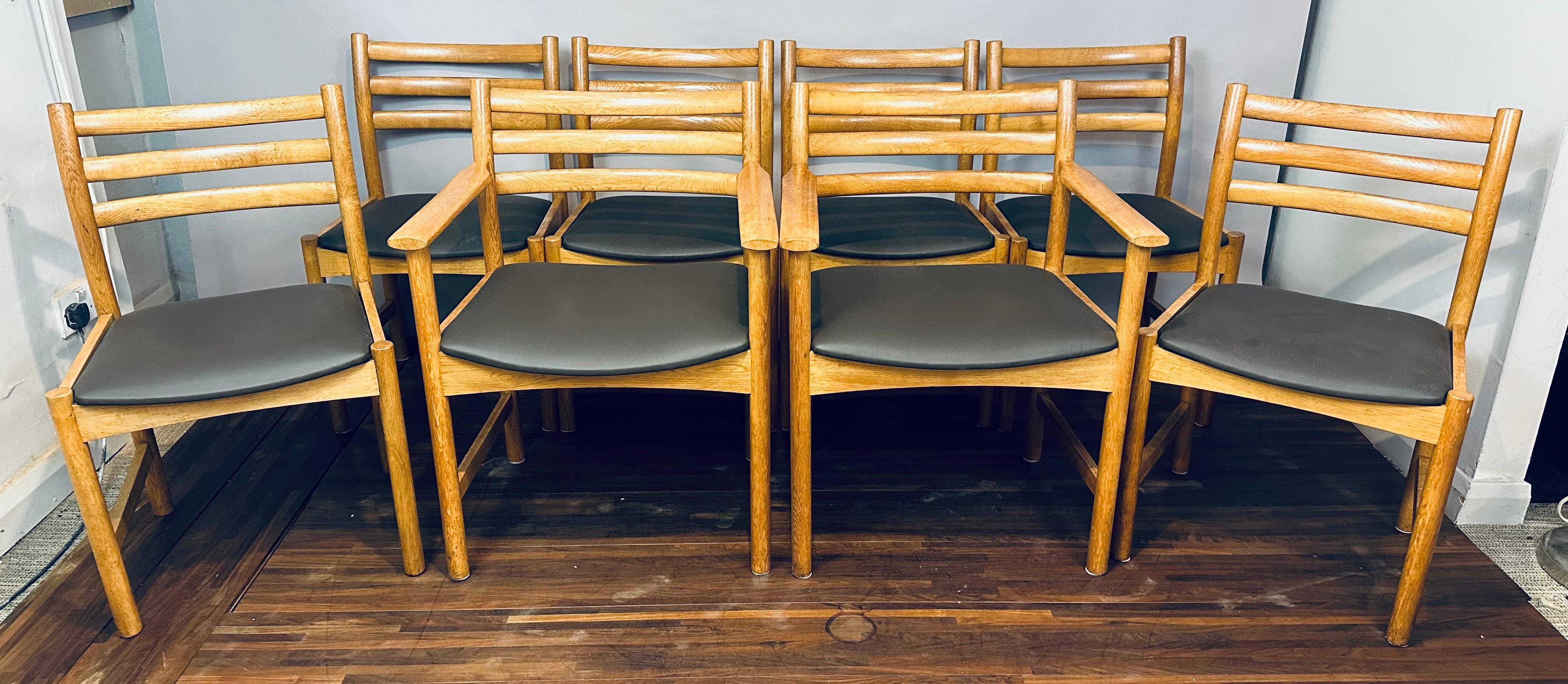 Mid-Century Modern Set of 8 1960s Oak Danish Poul Volther for Sorø Stolefabrik Dining Chairs For Sale