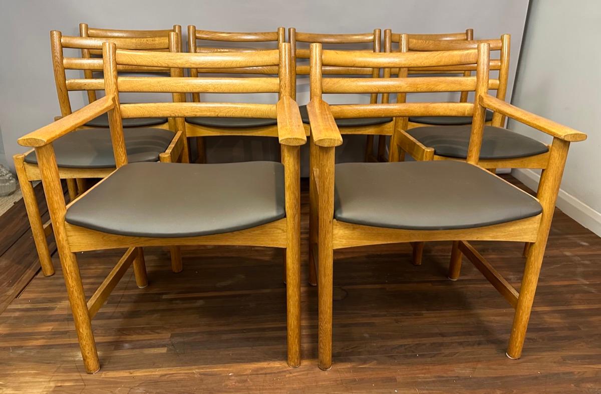 20th Century Set of 8 1960s Oak Danish Poul Volther for Sorø Stolefabrik Dining Chairs For Sale