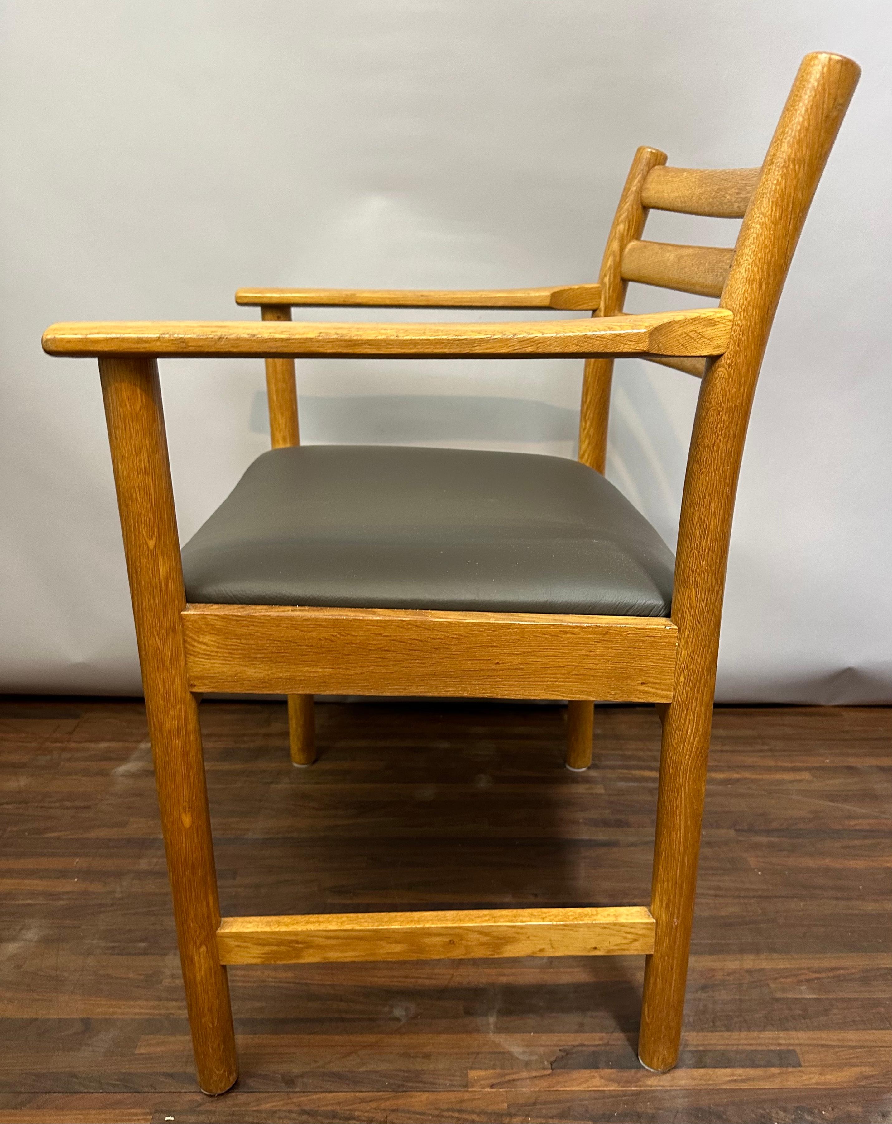 Leather Set of 8 1960s Oak Danish Poul Volther for Sorø Stolefabrik Dining Chairs
