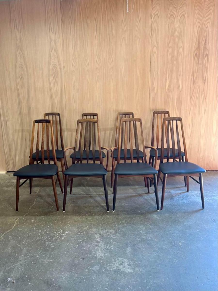 Set of 8 1960s Rosewood ‘Eva’ dining chairs by Nils Koefoed In Excellent Condition In Victoria, BC