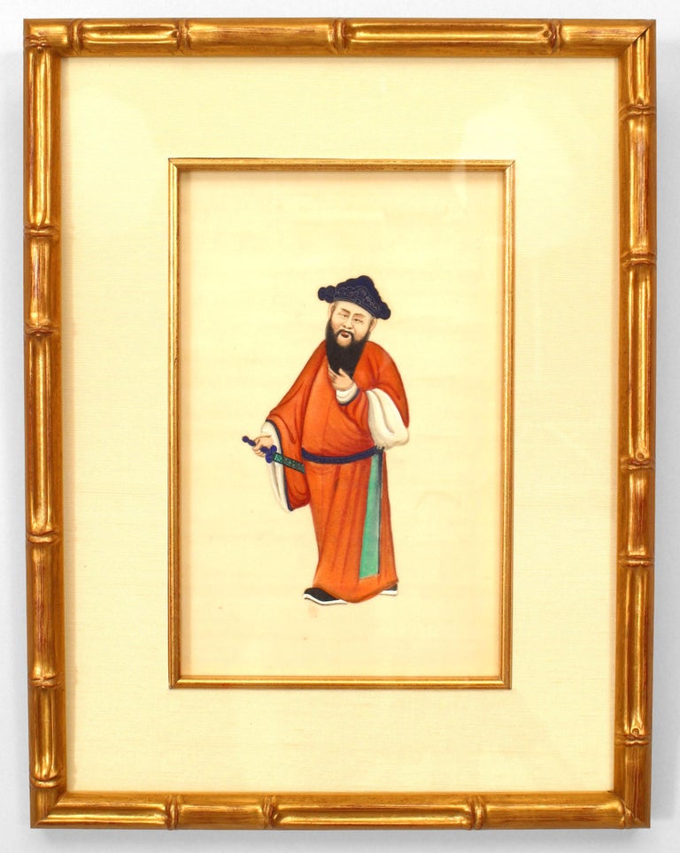 Set of 8 19th c. Chinese Gilt Framed Figures For Sale at 1stdibs