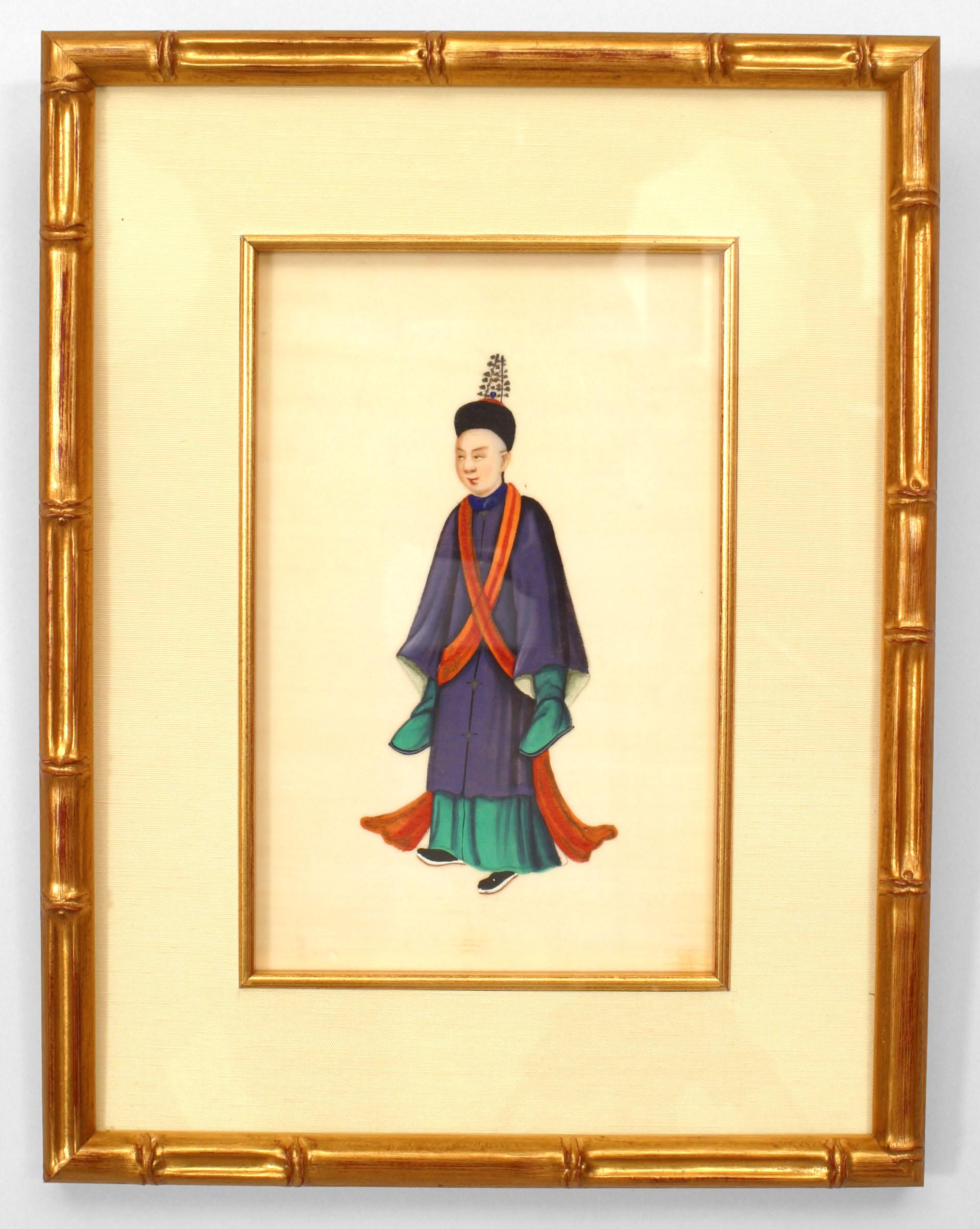Set of 8 Chinese Gouache Traditional Figure Paintings In Good Condition For Sale In New York, NY