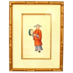Ensemble de 8 peintures chinoises à la gouache représentant des personnages traditionnels