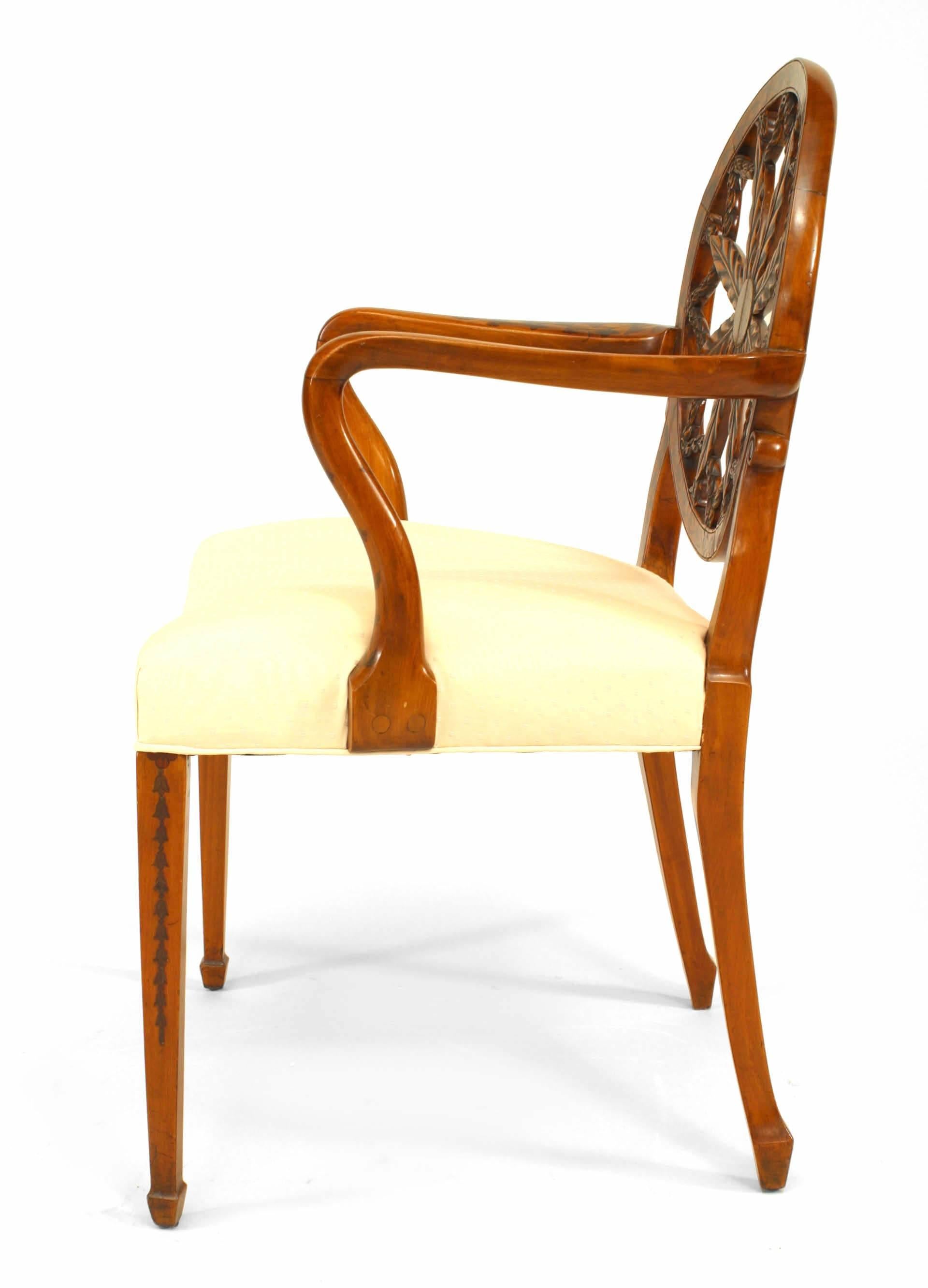 Anglais Ensemble de 8 chaises anglaises en bois de citronnier de style Adam en vente