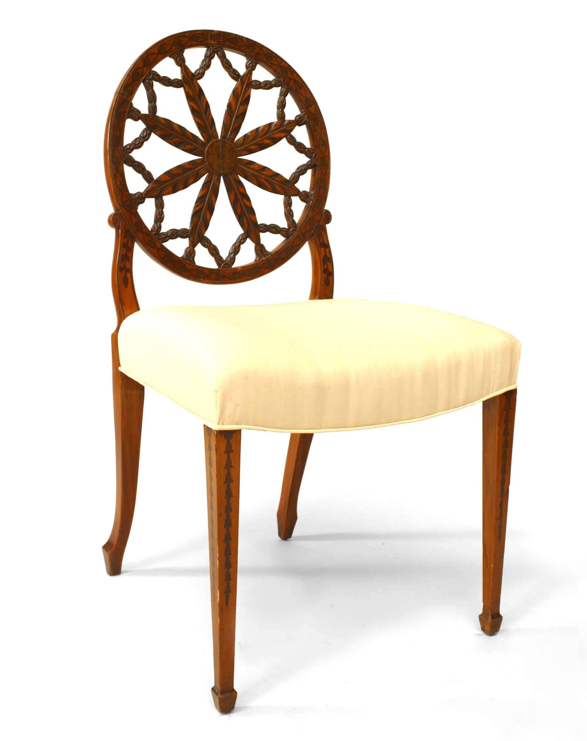 Ensemble de 8 chaises anglaises en bois de citronnier de style Adam Bon état - En vente à New York, NY