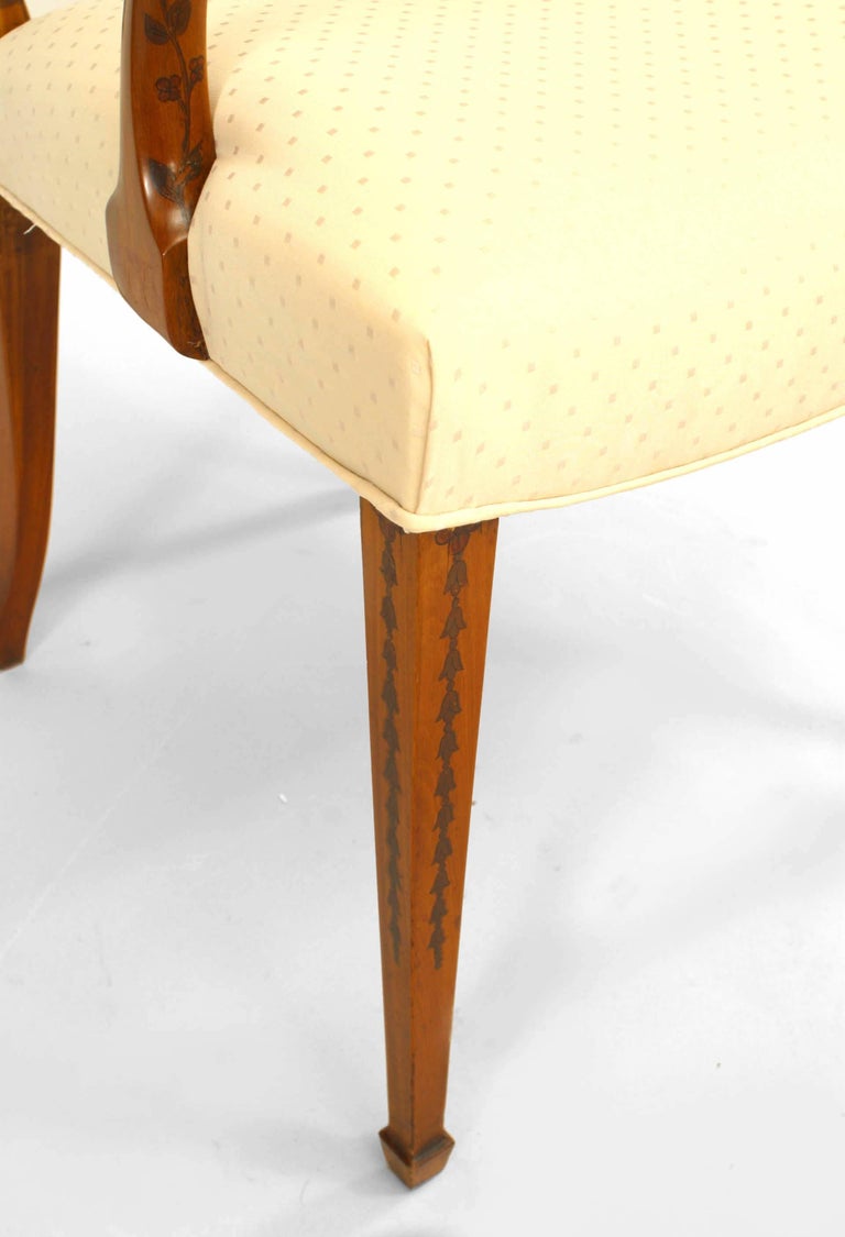 Set of 8 English Adam Style Satinwood Chairs For Sale 2