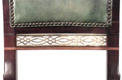 Set of 8 Russian Neo-Classic Mahogany Green Chairs