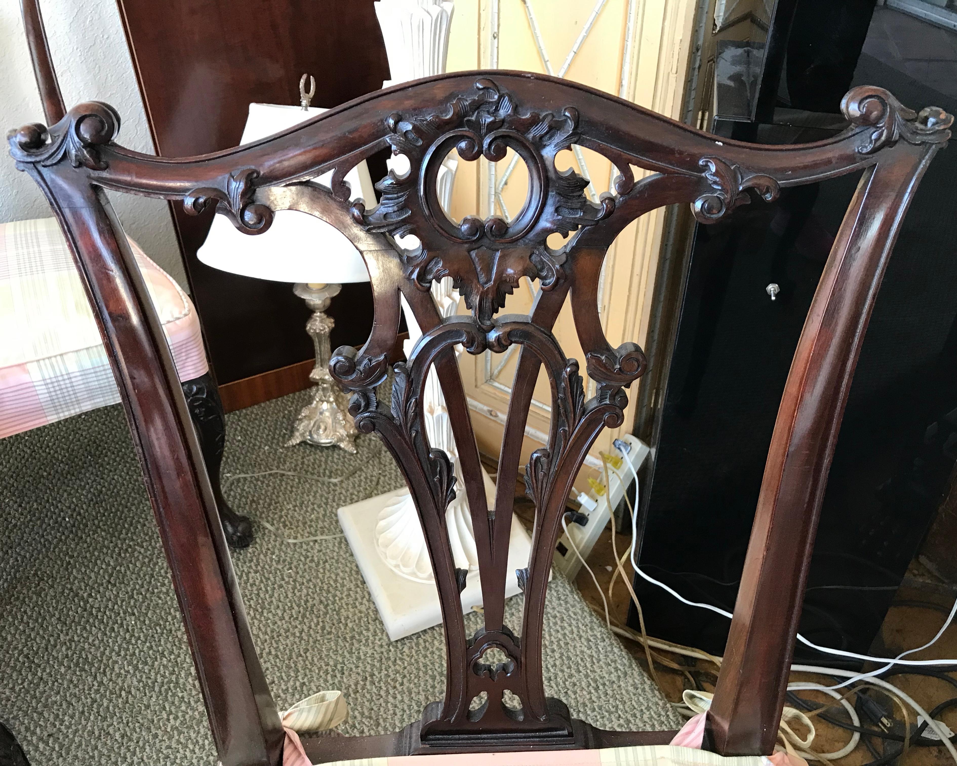 Set of 8 19th Century Chippendale Style English Dining Chairs 8