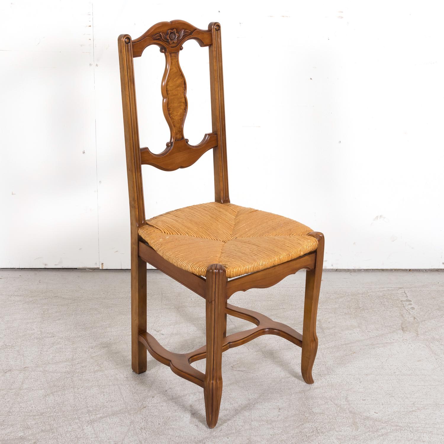 Set of 8 19th Century Country French Louis XV Style Carved Walnut Dining Chairs For Sale 2