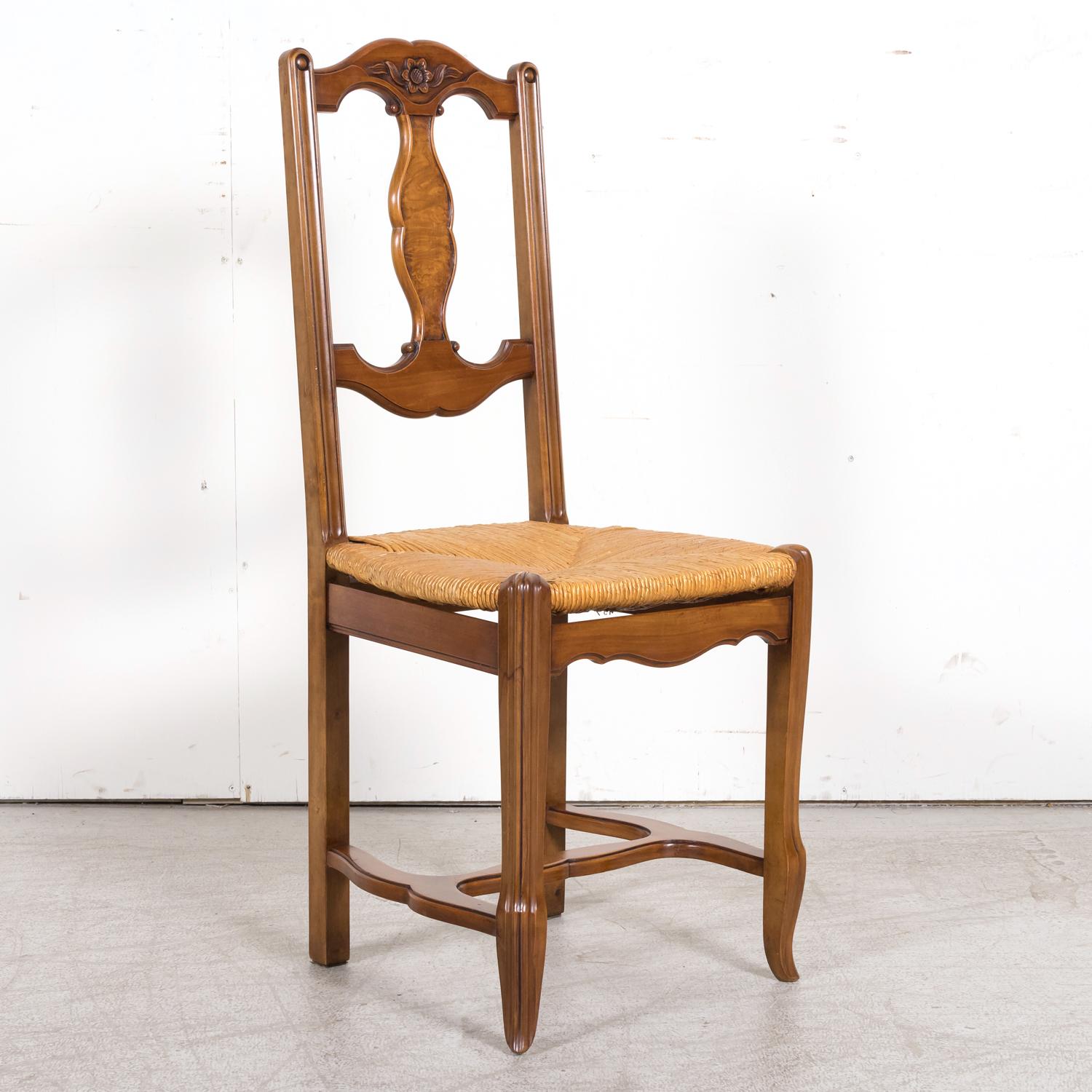 Set of 8 19th Century Country French Louis XV Style Carved Walnut Dining Chairs For Sale 4
