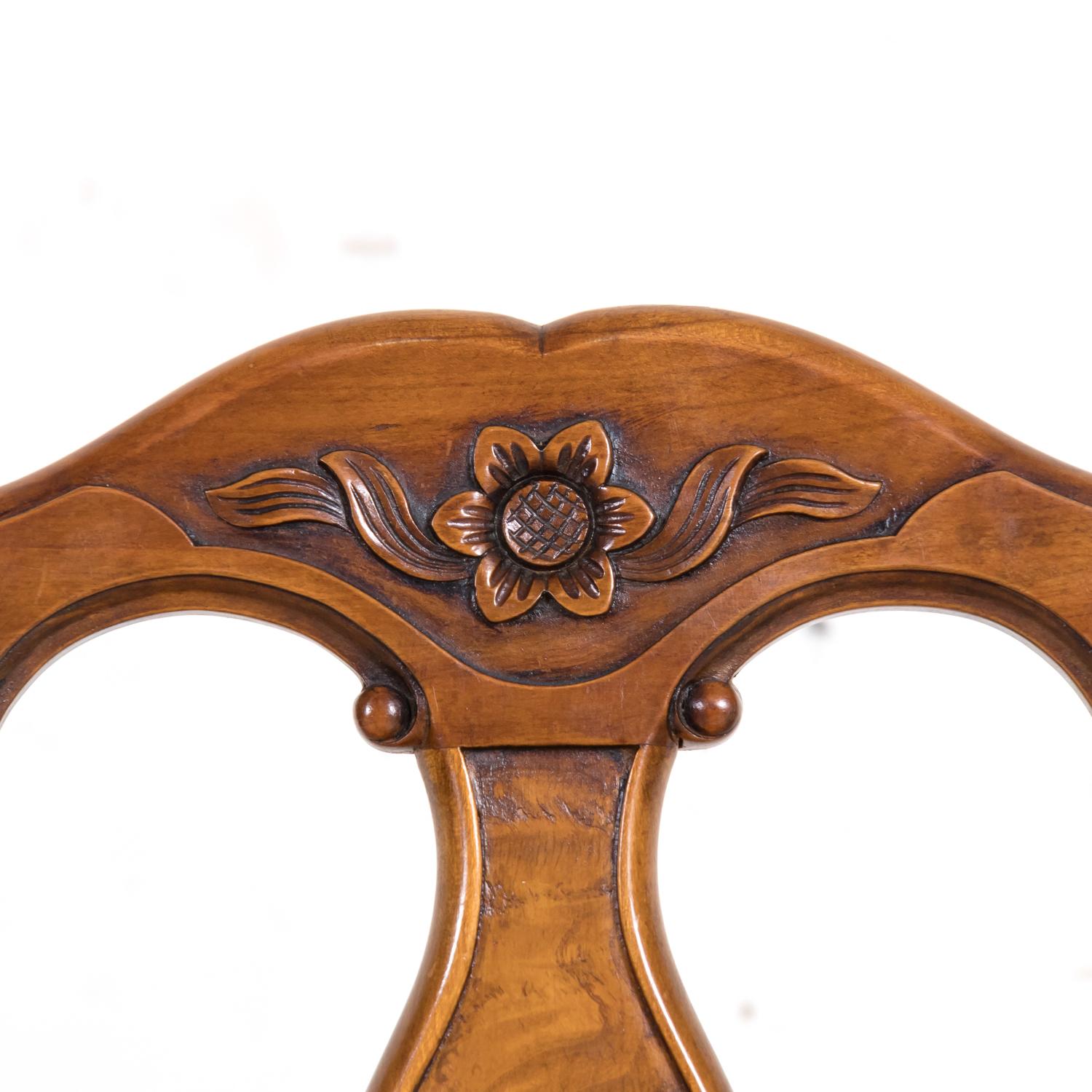 Rush Set of 8 19th Century Country French Louis XV Style Carved Walnut Dining Chairs For Sale