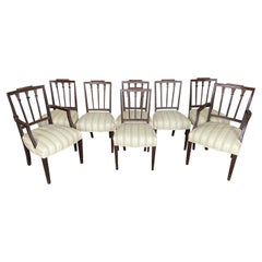 Conjunto de 8 sillas de comedor inglesas de caoba del siglo XIX