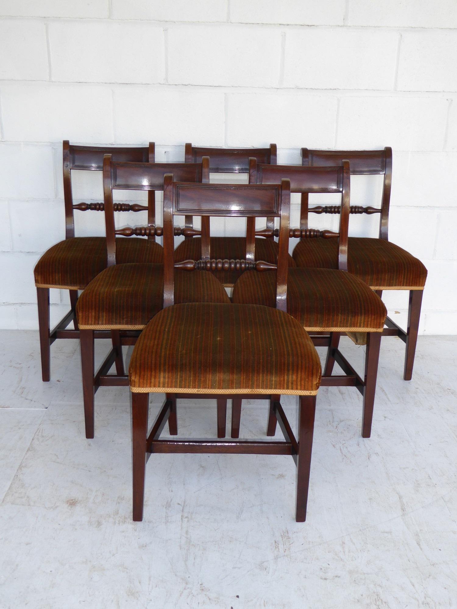 For sale is a set of eight George III mahogany dining chairs. All in good condition having been re-polished by hand.

Carver width 23