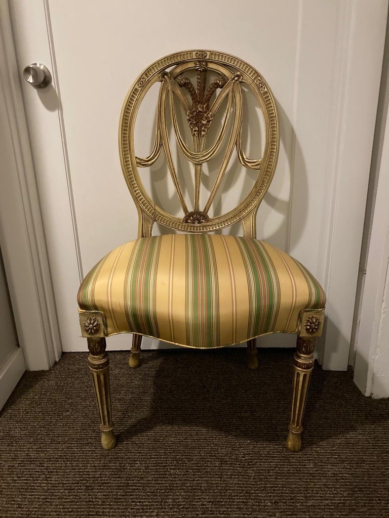 Set of 8 19th Century Italian Painted Dining Room Chairs For Sale at