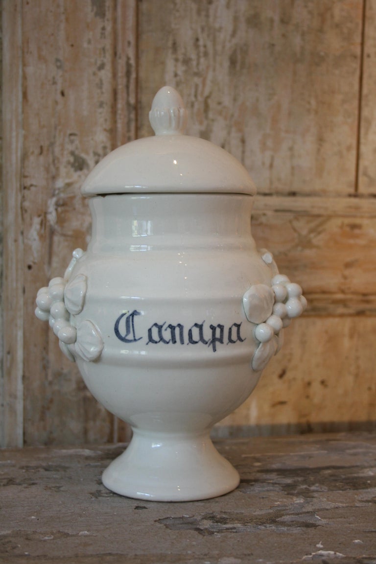 Set of 8 19th Century Italian stamped Apothecary / Pharmacy Jars at 1stDibs