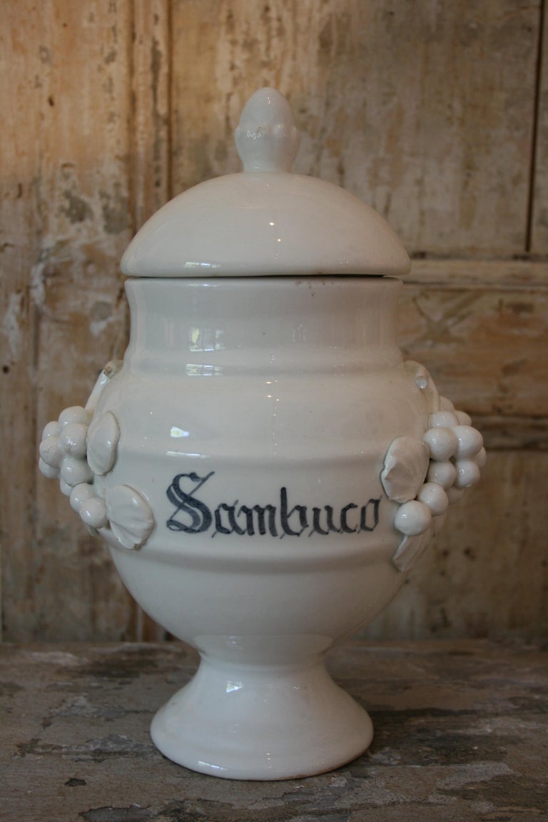 Set of 8 19th Century Italian stamped Apothecary / Pharmacy Jars at 1stDibs