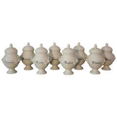 Set of 8 19th Century Italian stamped Apothecary / Pharmacy Jars