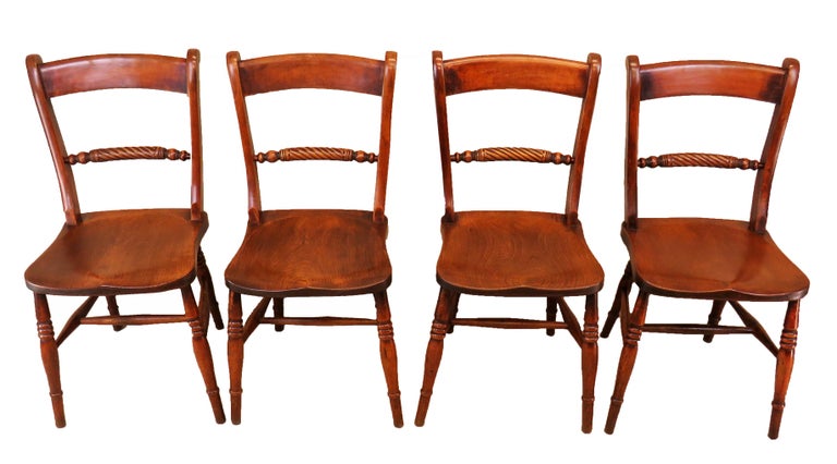 Victorian Set of 8 19th Century Kitchen Dining Chairs For Sale