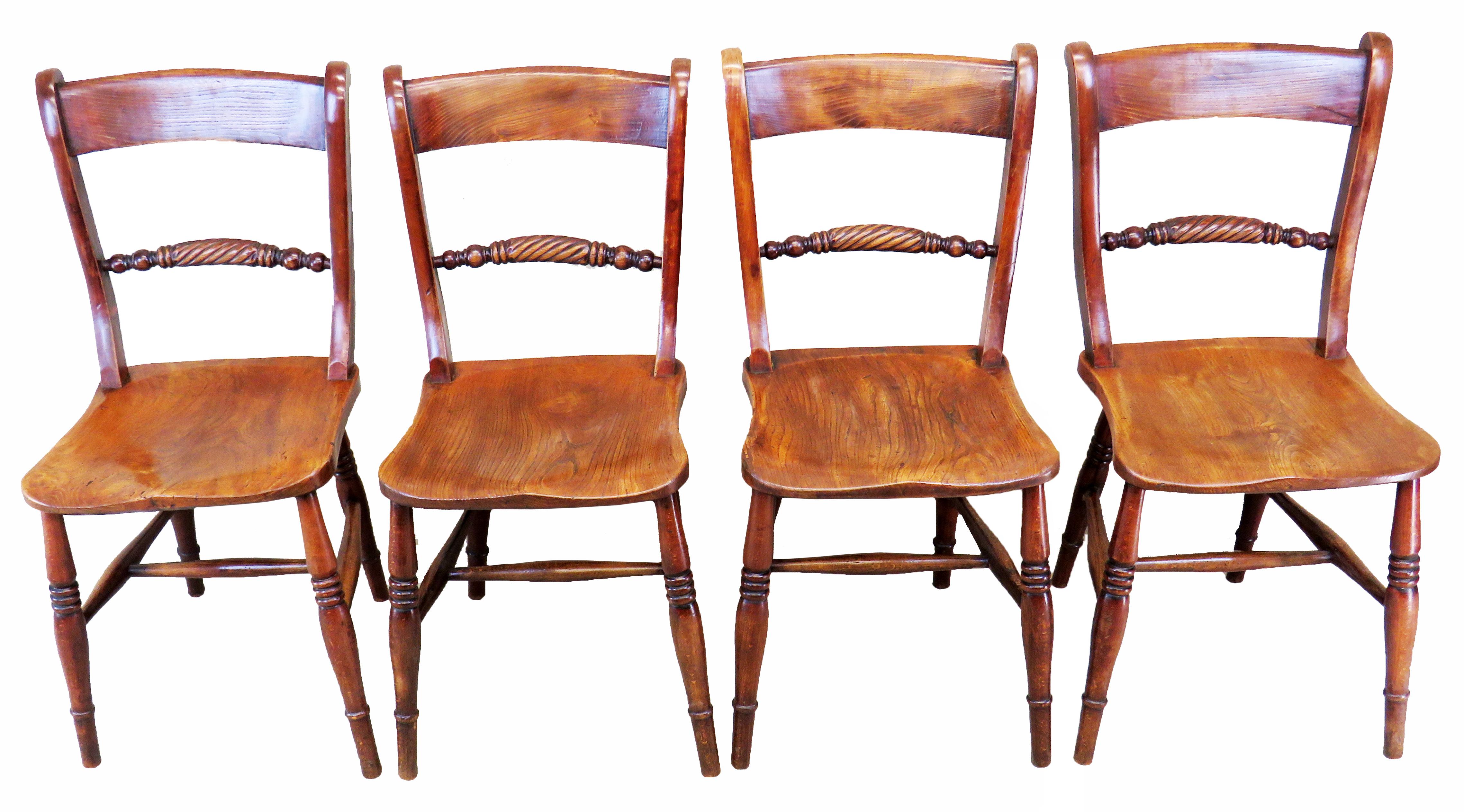 Set of 8 19th Century Kitchen Dining Chairs In Good Condition In Bedfordshire, GB