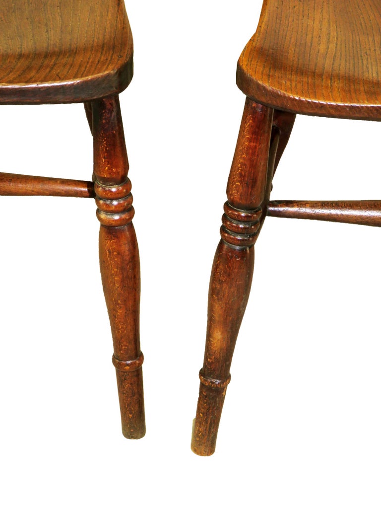 Ash Set of 8 19th Century Kitchen Dining Chairs For Sale
