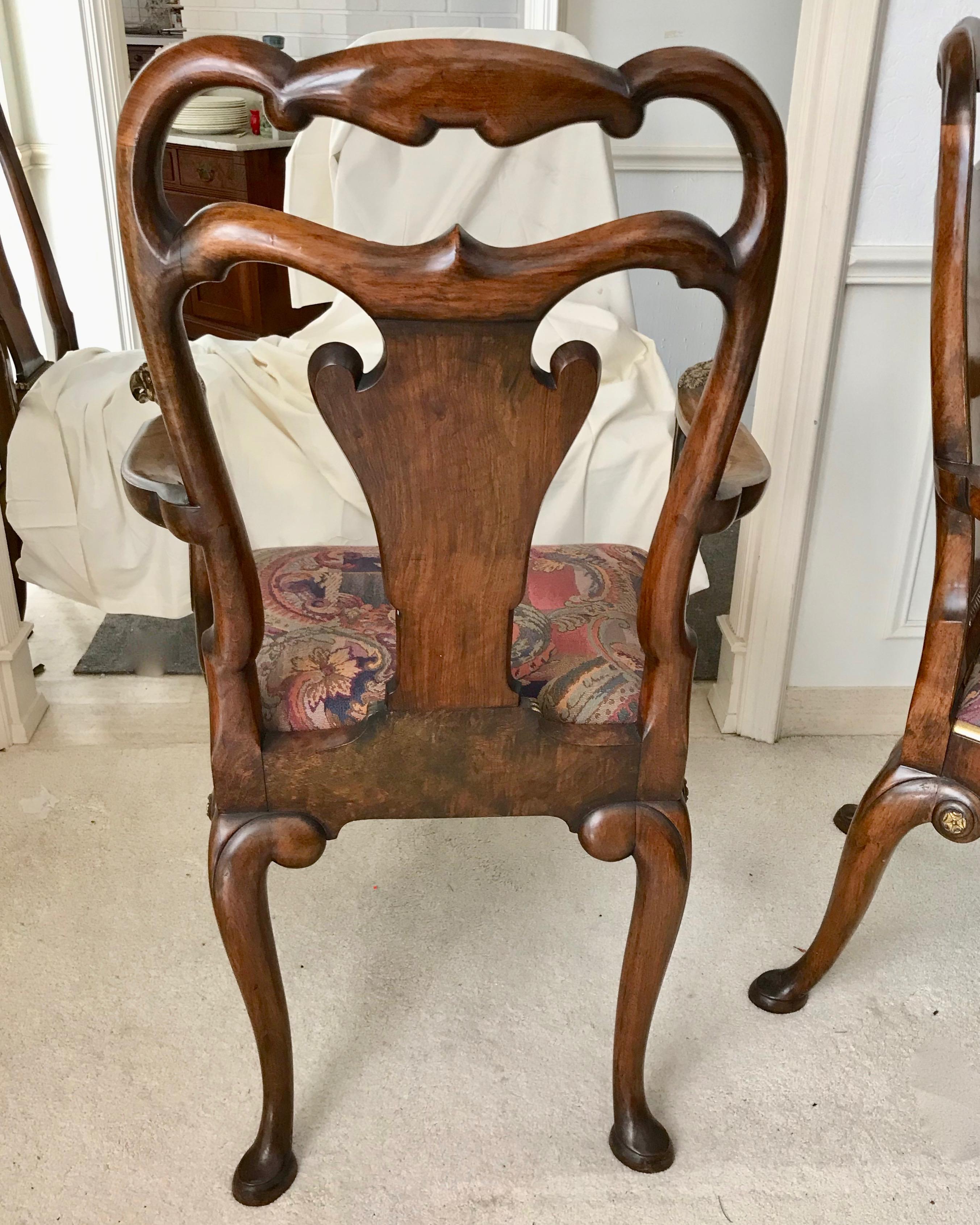 Set Of 8 19TH Century Queen Anne Style Dining Chairs For Sale 3