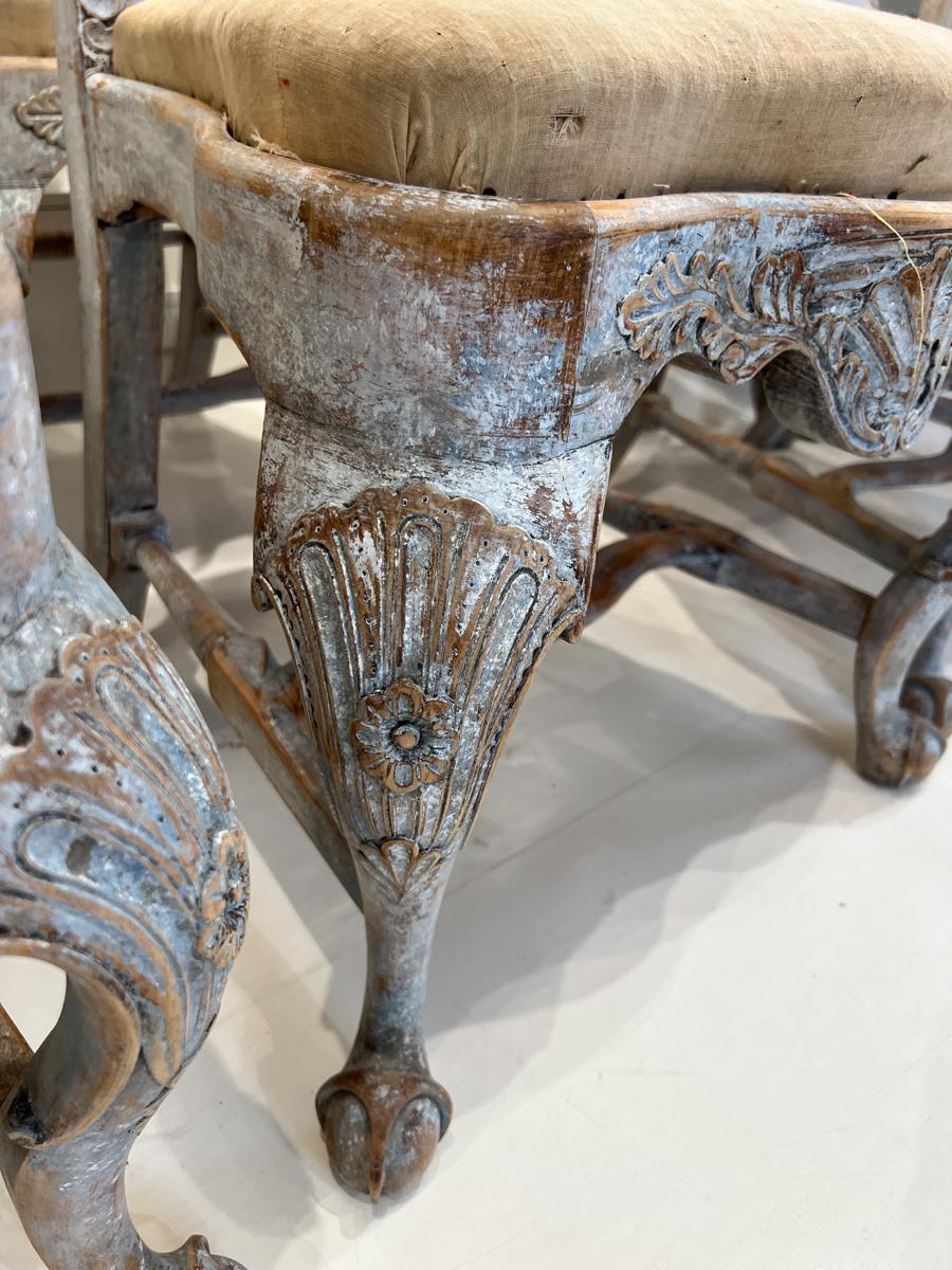 Set of 8 19th Century Swedish Rococo Dining Chairs 2