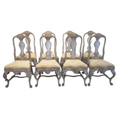 Set of 8 19th Century Swedish Rococo Dining Chairs
